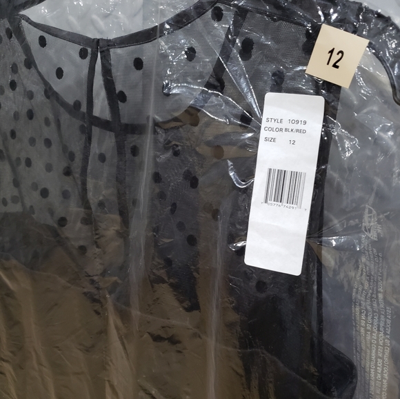 NWoT SD COLLECTION beauty netting overlay black / daring red floral (12) - Picture 3 of 13